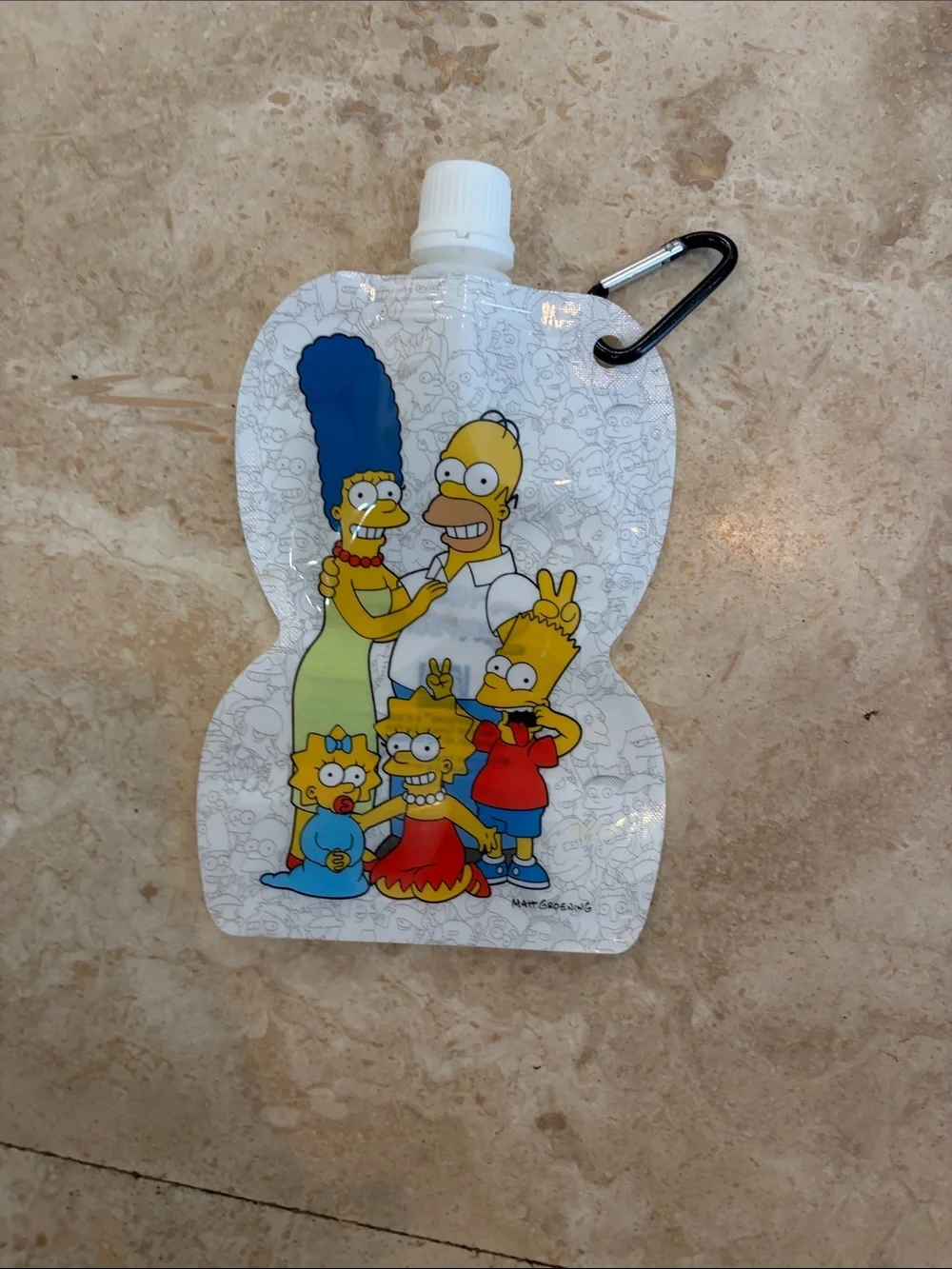The Simpsons Family Reusable Water Pouch - White with Multicolor Print